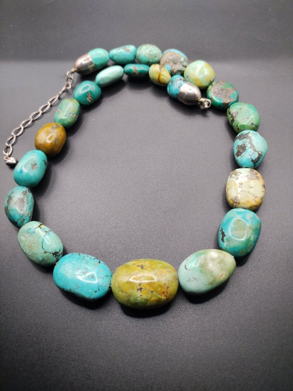 Jay King DTR Hubei Turquoise nugget necklace 925 Sterling Silver Chunky - Picture 8 of 9